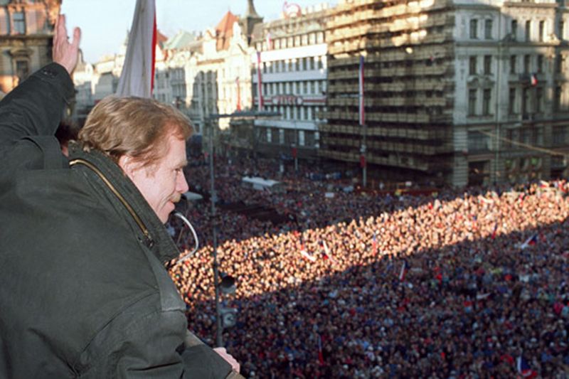 Václav Havel, tijdens de Fluwelen Revolutie