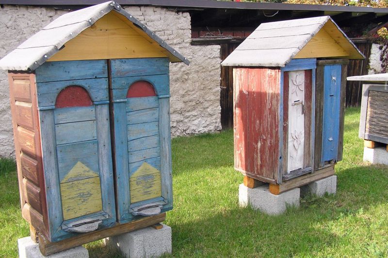Bijenkasten in het openluchtmuseum in Humpolec