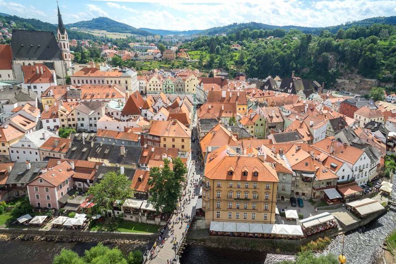 Český Krumlov, vestingstadje in Zuid-Bohemen en beschermd door Unesco