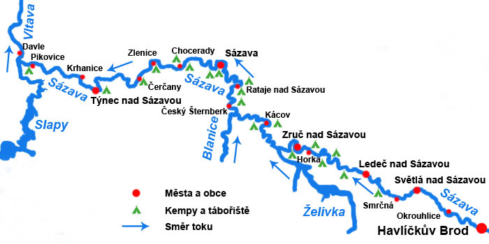 Kanoën op de rivier de Sázava